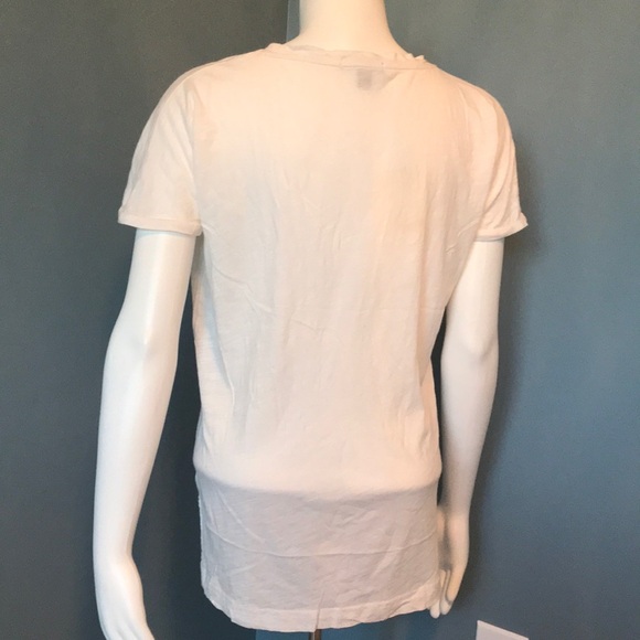 J. Crew Ivory V neck beaded tee size small - Picture 6 of 6